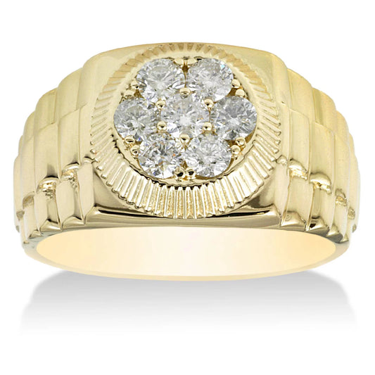 Pompeii 3/4Ct Diamond Mens Ring 14K Yellow Gold (G/H,SI2)