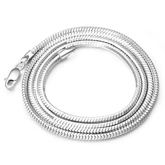 925 Sterling Silver Snake Chain Long 40 45 50 55 60 CM Coarse Wide 1.2 1.5 1.8 2.0 MM Platinum Color Women Men Necklace