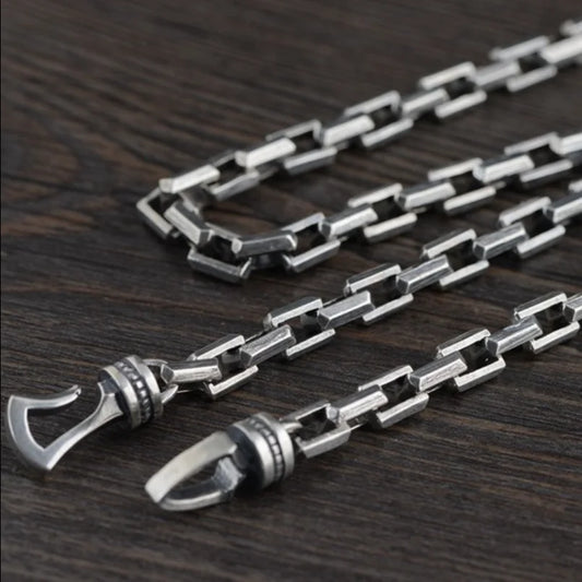 Pure Silver Heavy 7Mm Thick Big Necklace Man S925 Sterling Silver Simple Fashion Necklace Male Thai Silver Chain Necklace Gift