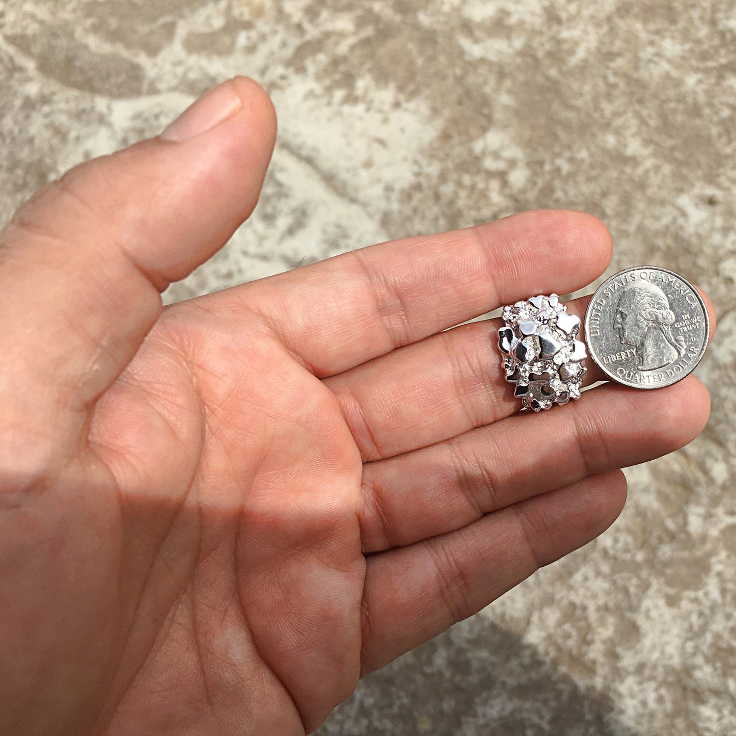 Men'S Solid 925 Sterling Silver Nugget Ring Brutalist Anillo De Plata Pinky 6-13