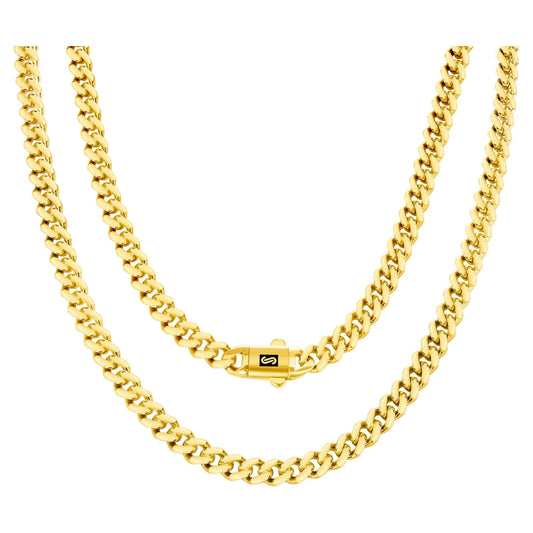 14K Real Yellow Gold Royal Monaco 6Mm Miami Cuban Link Necklace (16"-30") Italian Jewelry for Men & Women
