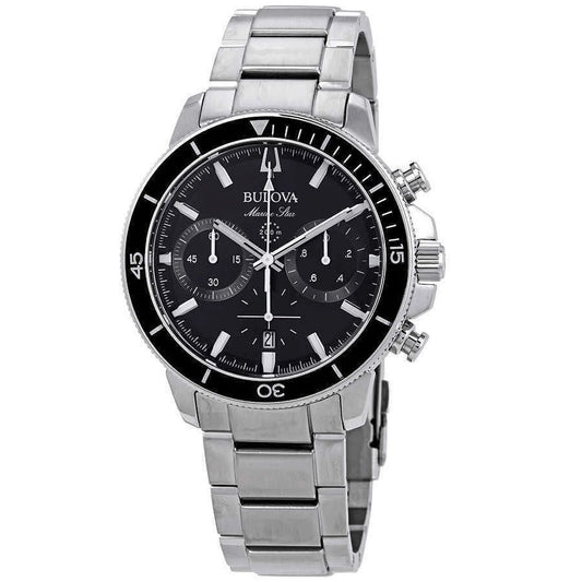 Bulova Marine Star Chronograph Black Dial Men'S Watch 96B272